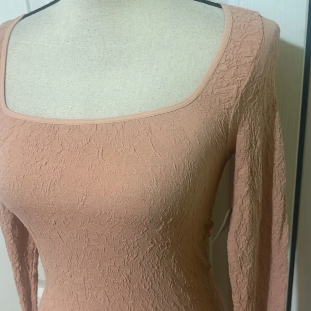 Free People Have It All Lace Square Neck Long Sleeve Shirt - smoked rose